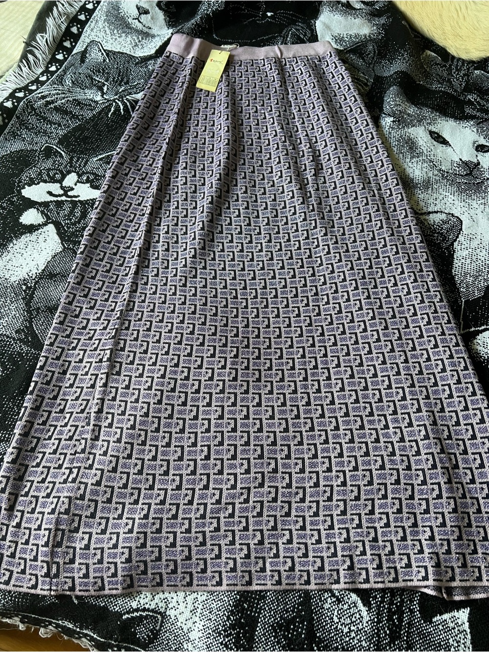 Women's Purple Patterned Maxi Skirt